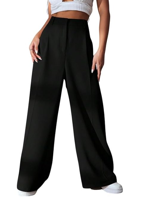 GRECIILOOKS Women High Rise High Waist Trousers Flared Korean Style Formal Pants| Elegant Workwear for Office, College & Events (Combo Pack of 2)